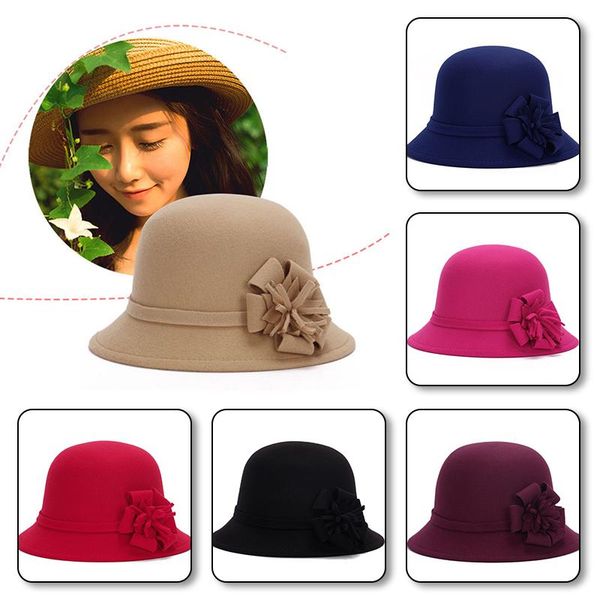 stingy brim hats ladies vintage imitation wool rose flowers felt hat autumn winter wide women girls fashion elegant party bucket cap, Blue;gray
stingy brim hats ladies vintage imitation wool rose flowers felt hat autumn winter wide women girls fashion elegant party bucket cap, Blue;gray