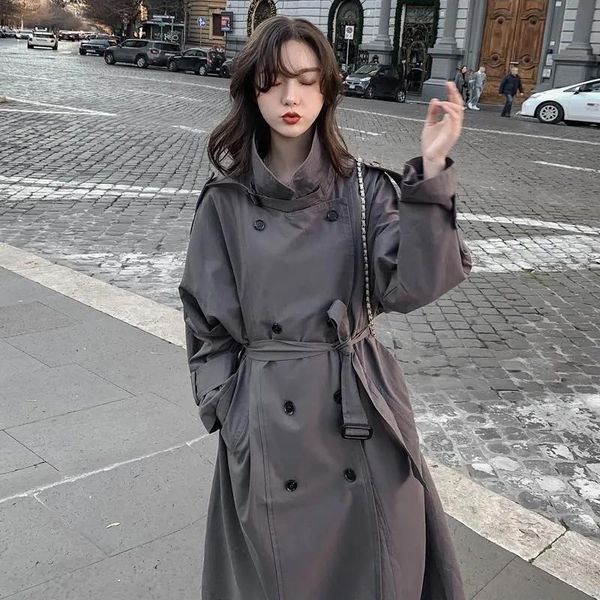 women's trench coats korean mid-length gray coat plus sashes autumn long sleeve elegant double breasted female windbreaker ropa mujer, Tan;black
women's trench coats korean mid-length gray coat plus sashes autumn long sleeve elegant double breasted female windbreaker ropa mujer, Tan;black
