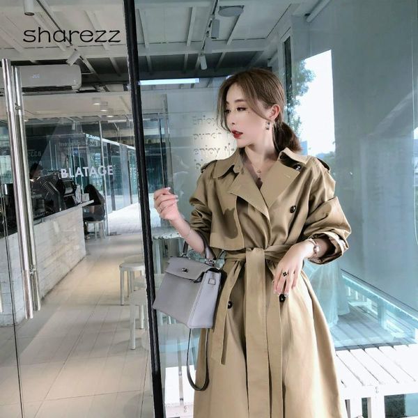 women's trench coats 2021 casual windbreaker female long section korean spring autumn double-breasted belt for women, Tan;black
women's trench coats 2021 casual windbreaker female long section korean spring autumn double-breasted belt for women, Tan;black