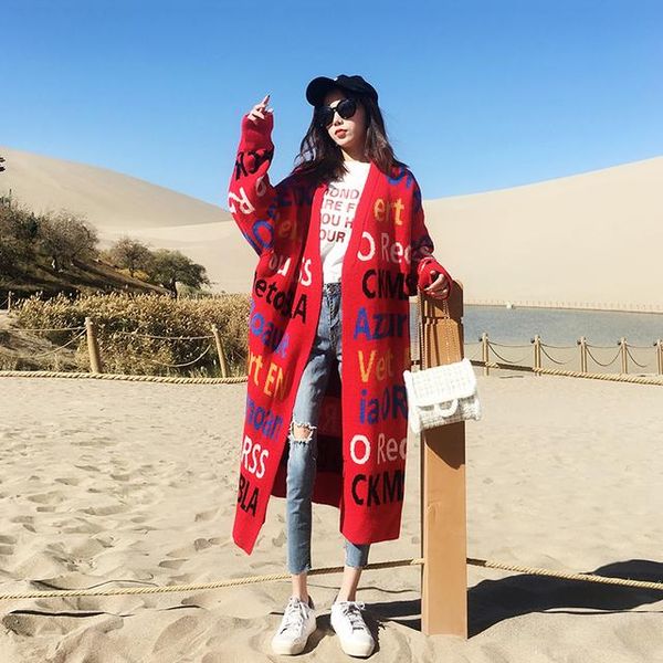 women's knits & tees women long section cardigans knitted letter printing jackets casaco feminino female winter autumn v neck knitwears, White
women's knits & tees women long section cardigans knitted letter printing jackets casaco feminino female winter autumn v neck knitwears, White