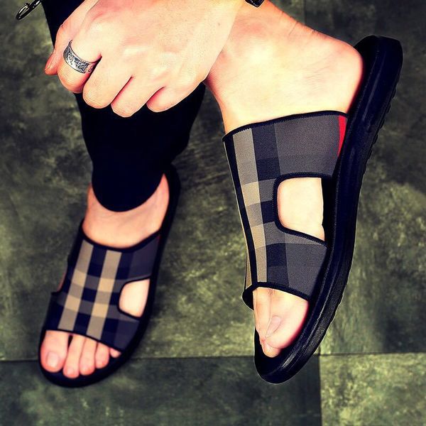 men's summer cool slippers fashion grid stripe printing soft bottom slipper outdoor casual soft-soled non-slip sandals flip-flops for l, Black
men's summer cool slippers fashion grid stripe printing soft bottom slipper outdoor casual soft-soled non-slip sandals flip-flops for l, Black