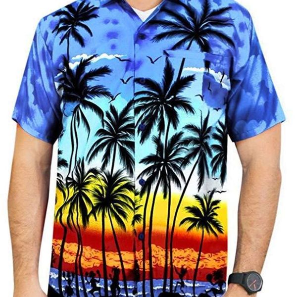 hawaiian summer thin 3d beach print short sleeve fake pocket men's shirt, White;black
hawaiian summer thin 3d beach print short sleeve fake pocket men's shirt, White;black