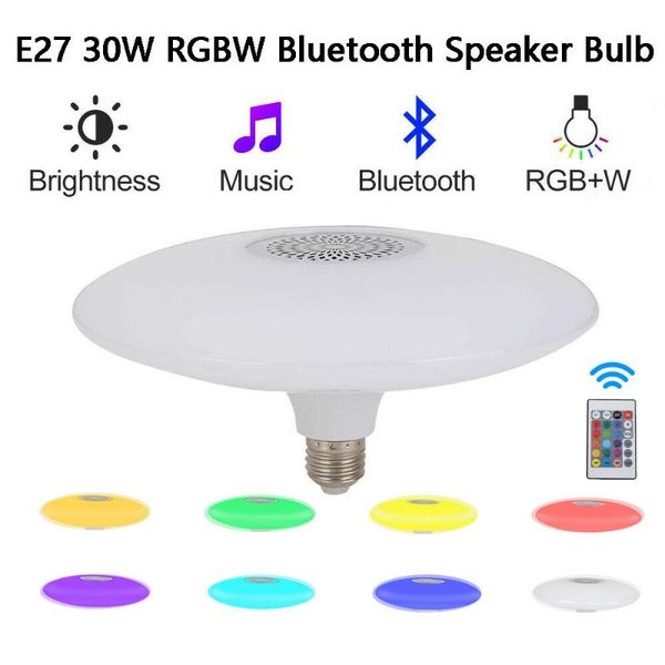 new e27 30w rgb smart music led bulb bluetooth speaker led bulb light music playing dimmable remote control home party lighting 
new e27 30w rgb smart music led bulb bluetooth speaker led bulb light music playing dimmable remote control home party lighting
