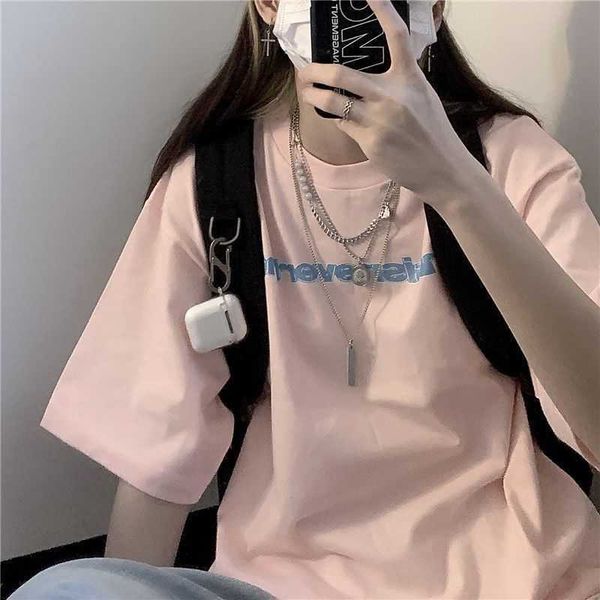 light pink all-match t-shirt summer harajuku bf hong kong style short-sleeved women's trend letter printing oversize 210526, White
light pink all-match t-shirt summer harajuku bf hong kong style short-sleeved women's trend letter printing oversize 210526, White