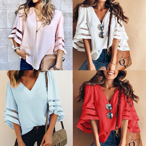 2021 plus size new summer mesh v-neck tshirt loose flared sleeves casual chiffon solid shirts long sleeve shirt women k6k8, White
2021 plus size new summer mesh v-neck tshirt loose flared sleeves casual chiffon solid shirts long sleeve shirt women k6k8, White