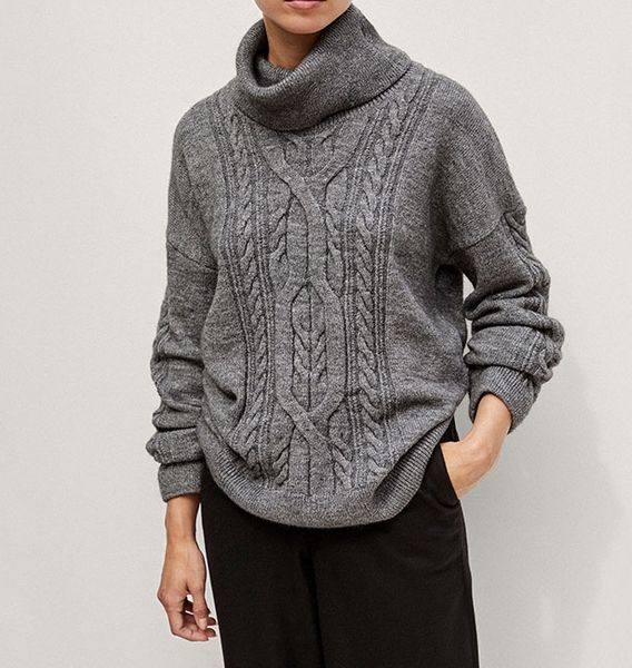 2021 women new women's turtleneck cable casual knit sweater 75la, White;black
2021 women new women's turtleneck cable casual knit sweater 75la, White;black