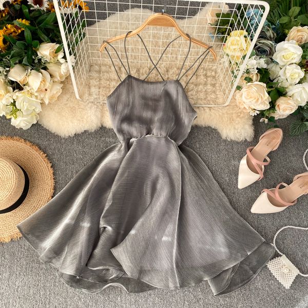 2021 new spaghetti strap backless sleeveless mini elegant women sier ruffles party beach summer xvs5, Black;gray
2021 new spaghetti strap backless sleeveless mini elegant women sier ruffles party beach summer xvs5, Black;gray