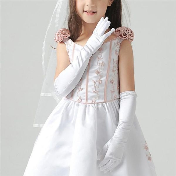 bridal gloves 1 pair pearl decor satin long dress wedding for kids stage performance party, White
bridal gloves 1 pair pearl decor satin long dress wedding for kids stage performance party, White