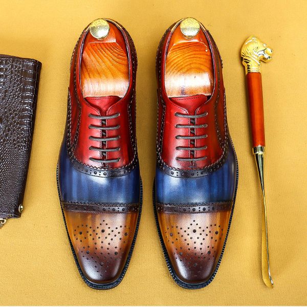 genuine leather mens dress shoes mixed color business wedding brock carved waxing process lace up formal oxfords shoes men a181, Black
genuine leather mens dress shoes mixed color business wedding brock carved waxing process lace up formal oxfords shoes men a181, Black