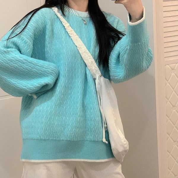 women's sweaters y2k korean fashion solid color o-neck knitted sweater sweet retro loose casual winter long-sleeved pullover harajuku, White;black
women's sweaters y2k korean fashion solid color o-neck knitted sweater sweet retro loose casual winter long-sleeved pullover harajuku, White;black