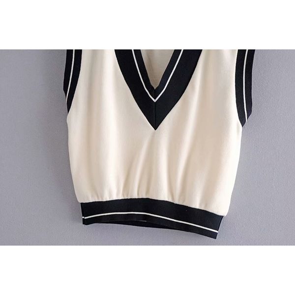 2021 new white black preppy style v neck vest jackets women knitted waistcoats p7ff
2021 new white black preppy style v neck vest jackets women knitted waistcoats p7ff