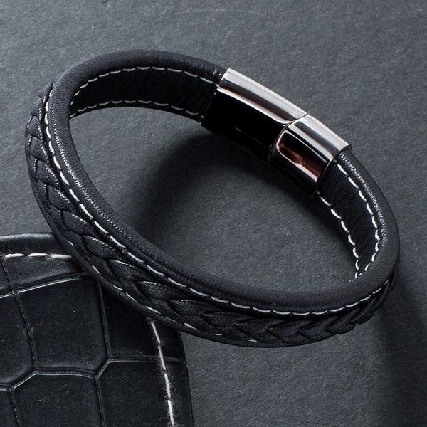 cuff 2021 black leather bracelet men stainless steel clasp multilayer braid rope chain male wrist band vintage gift e728h, White
cuff 2021 black leather bracelet men stainless steel clasp multilayer braid rope chain male wrist band vintage gift e728h, White