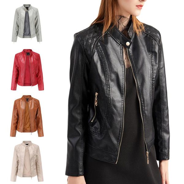 women's leather & faux slim women clothing temperament commuter europe and america large size stand collar pu jackets, Black
women's leather & faux slim women clothing temperament commuter europe and america large size stand collar pu jackets, Black