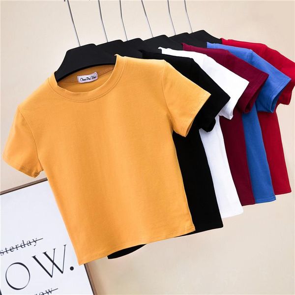 women's t-shirt 2021 summer short sleeve casual female women elastic basic t shirts solid color tshirt, White
women's t-shirt 2021 summer short sleeve casual female women elastic basic t shirts solid color tshirt, White