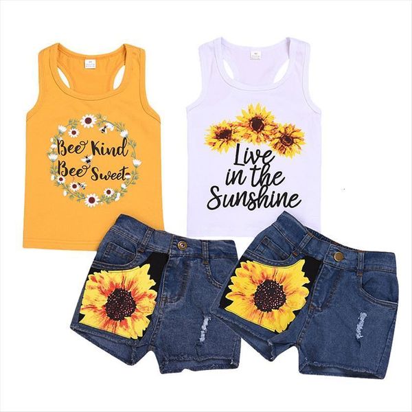 summer kids girls clothes sets outfits vest t shirt sunflower denim shorts suit children clothing set 2 3 4 6, White
summer kids girls clothes sets outfits vest t shirt sunflower denim shorts suit children clothing set 2 3 4 6, White