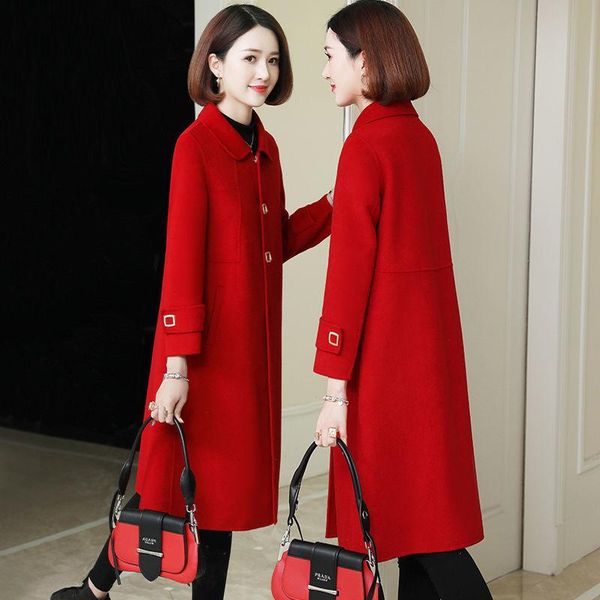 women's wool & blends woman double-sided fashion cashmere coat female long solid color style outerwear autumn winter ladies sleeve coat, Black
women's wool & blends woman double-sided fashion cashmere coat female long solid color style outerwear autumn winter ladies sleeve coat, Black