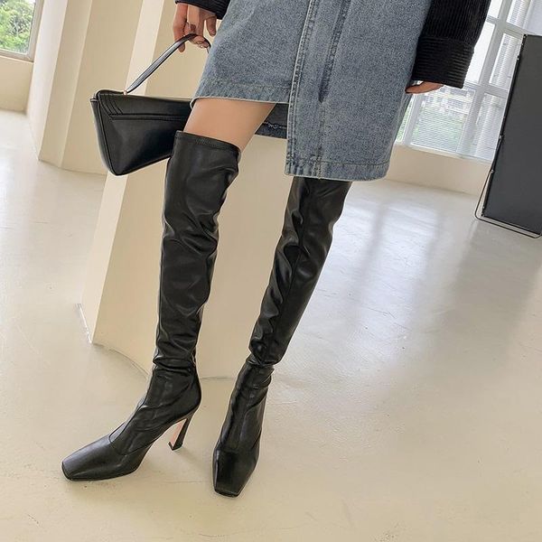 boots spring autumn fashion slim thin high heels square toe sewing women long modern ladies over-the-knee stretch botas 0721, Black
boots spring autumn fashion slim thin high heels square toe sewing women long modern ladies over-the-knee stretch botas 0721, Black