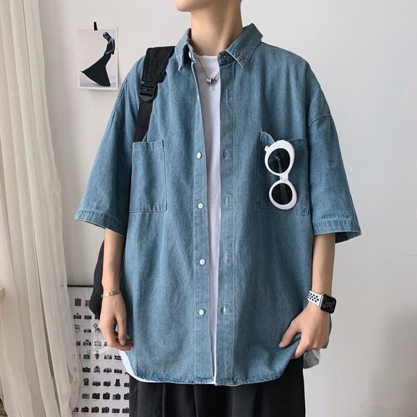 summer tooling denim short-sleeved shirt men korean fashion loose casual shirt men harajuku streetwear hip-hop denim jacket, White;black
summer tooling denim short-sleeved shirt men korean fashion loose casual shirt men harajuku streetwear hip-hop denim jacket, White;black