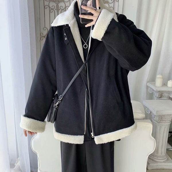lamb wool men's winter trend korean version thickened jacket lovers versatile handsome cotton padded, Black;brown
lamb wool men's winter trend korean version thickened jacket lovers versatile handsome cotton padded, Black;brown