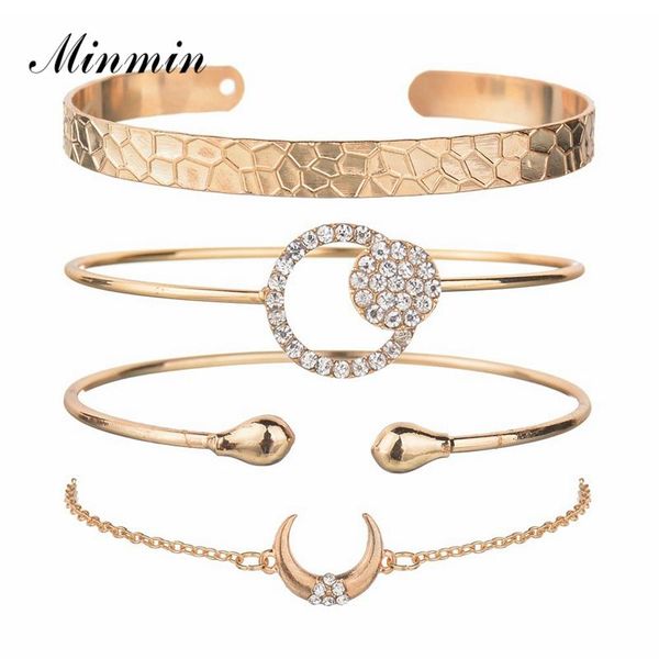 charm bracelets minmin 4 pcs/set gold silver color crystal bracelet & bangle set for women moon geometric pendant adjustable bangles sl406, Golden;silver
charm bracelets minmin 4 pcs/set gold silver color crystal bracelet & bangle set for women moon geometric pendant adjustable bangles sl406, Golden;silver