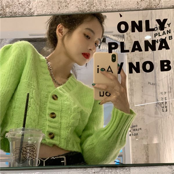 2021 new autumn and winter solid v-neck full button twist high waist short knit cardigan sweaters for women coat 0pzr, Black
2021 new autumn and winter solid v-neck full button twist high waist short knit cardigan sweaters for women coat 0pzr, Black