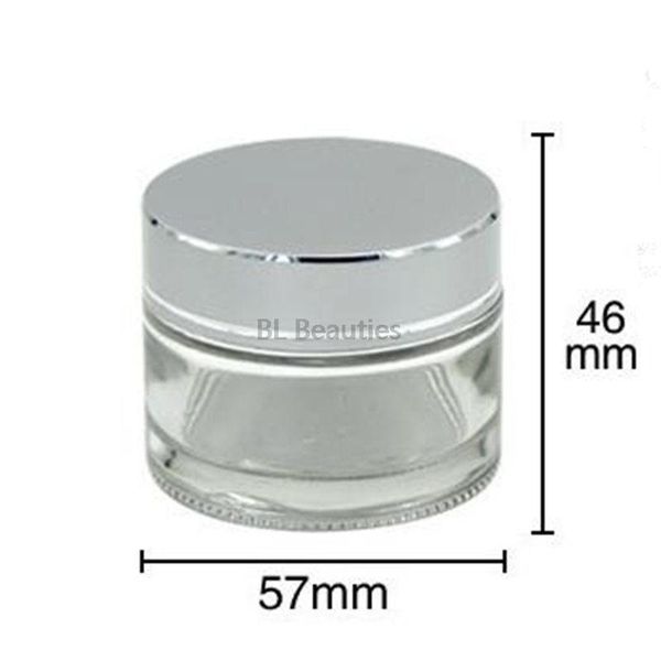 storage bottles & jars 100pcs/lot 50g clear refillable glass cream bottle with aluminum cap empty cosmetic case black golden silver lid 
storage bottles & jars 100pcs/lot 50g clear refillable glass cream bottle with aluminum cap empty cosmetic case black golden silver lid