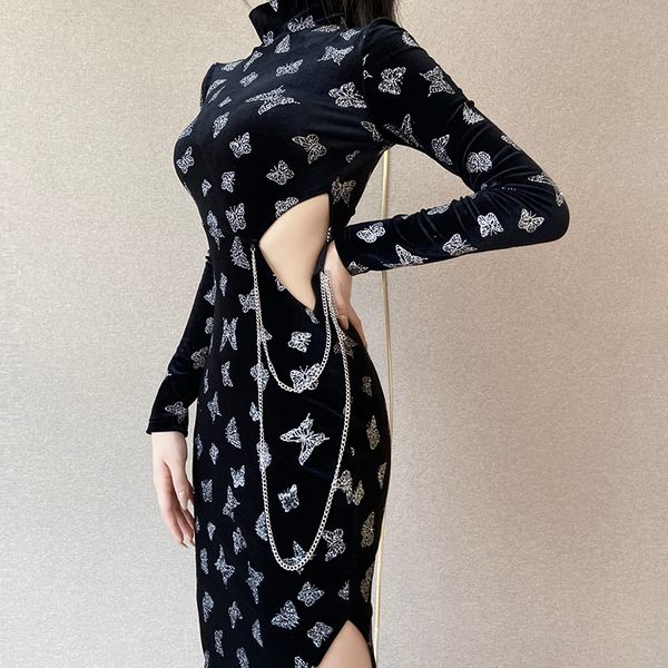 fashion slim hollow out long sleeve dress women bodycon butterfly print dress splice chain street irregular dress, Black;gray
fashion slim hollow out long sleeve dress women bodycon butterfly print dress splice chain street irregular dress, Black;gray