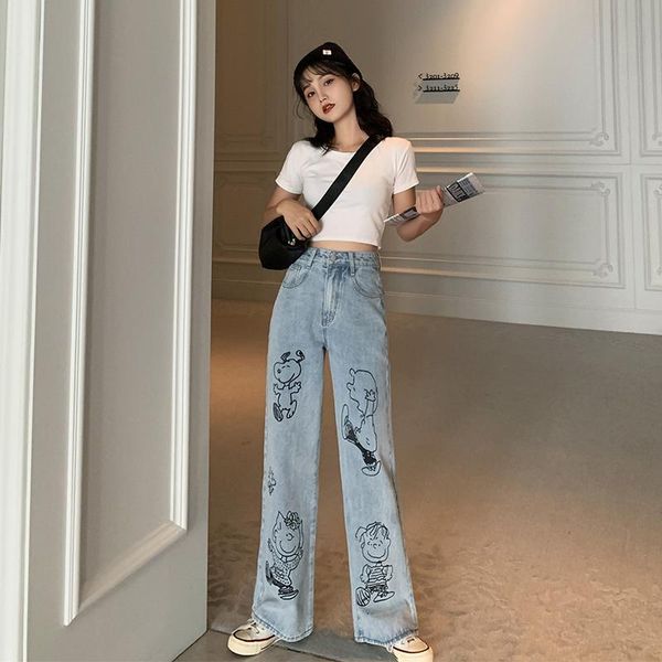 women's jeans summer women vintage high waist straight pants loose wide leg cotton casual denim trousers female, Blue
women's jeans summer women vintage high waist straight pants loose wide leg cotton casual denim trousers female, Blue