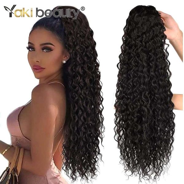 synthetic wigs 24inch 60cm kinky curly ponytail drawstring clip in hair black brown long water wave
synthetic wigs 24inch 60cm kinky curly ponytail drawstring clip in hair black brown long water wave