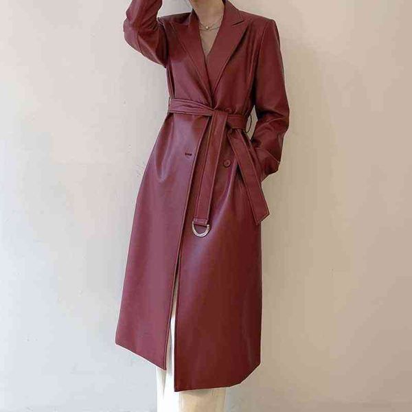 women's trench coats galcaur black casual pu leather coat for women lapel collar long sleeve single breasted sashes solid female clothe, Tan;black
women's trench coats galcaur black casual pu leather coat for women lapel collar long sleeve single breasted sashes solid female clothe, Tan;black