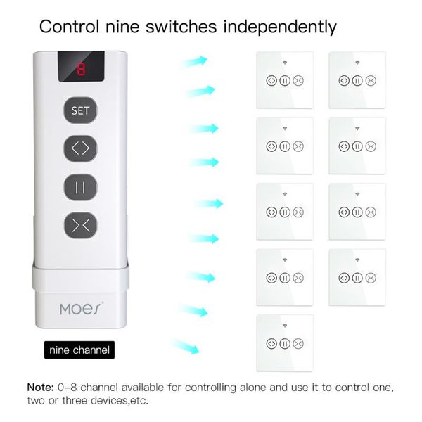 smart home control wifi curtain switch 9/1 channel rf433 remote for rf roller blinds module battery powered accessories emitter
smart home control wifi curtain switch 9/1 channel rf433 remote for rf roller blinds module battery powered accessories emitter