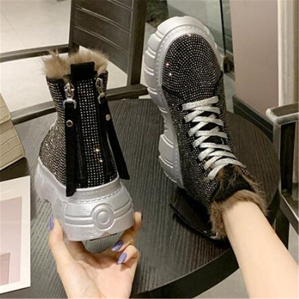 boots high platform women shoes 2021 crystal ankle lace up winter warm chunky heel botas de mujer 35-39, Black
boots high platform women shoes 2021 crystal ankle lace up winter warm chunky heel botas de mujer 35-39, Black