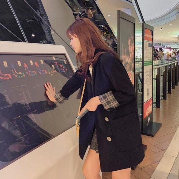 women's suits & blazers blazer women 2021 suit spring and autumn casual loose plaid veste femme, White;black
women's suits & blazers blazer women 2021 suit spring and autumn casual loose plaid veste femme, White;black