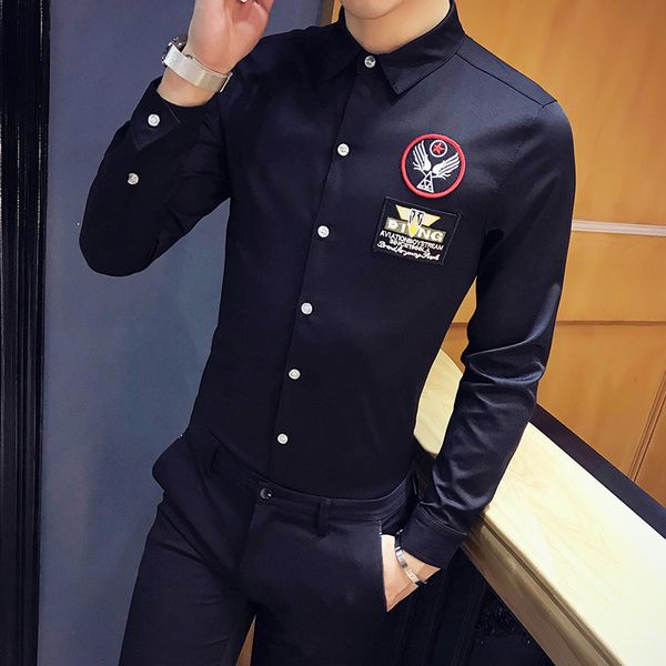 coreano primavera new novo comissrio bordo camisas manga longa para roupas masculinas simples fino ajuste escritrio blus do25, Black;brown
coreano primavera new novo comissrio bordo camisas manga longa para roupas masculinas simples fino ajuste escritrio blus do25, Black;brown