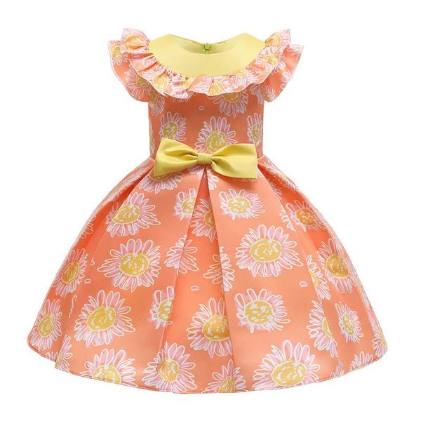 girl's dresses 2021 spring summer lace collar princess dress flower print formal kids bow decoration tutu for girls, Red;yellow
girl's dresses 2021 spring summer lace collar princess dress flower print formal kids bow decoration tutu for girls, Red;yellow