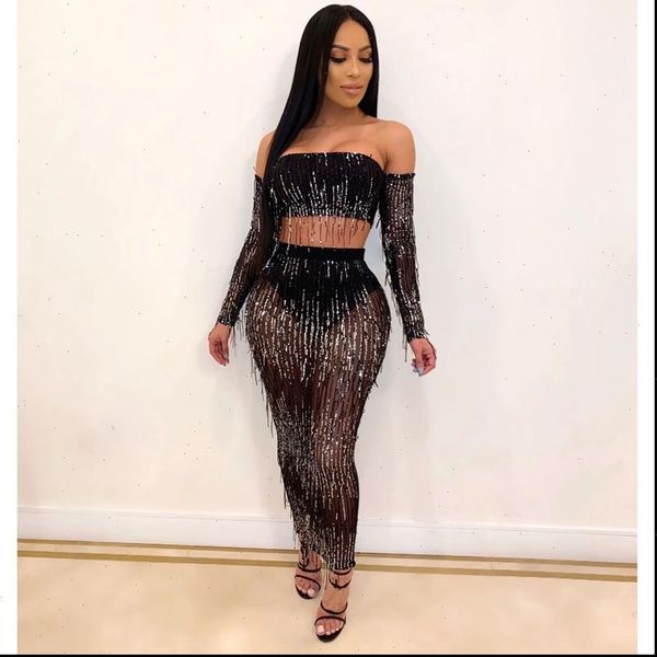 tassel sequin 2 piece set women festival clothing bodycon two piece set crop and long skirt suit club outfits woman, Gray
tassel sequin 2 piece set women festival clothing bodycon two piece set crop and long skirt suit club outfits woman, Gray