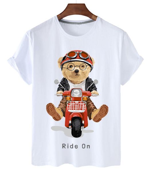 women's t-shirt cartoon motorcycle bear print cotton female harajuku cute short-sleeved animal, White
women's t-shirt cartoon motorcycle bear print cotton female harajuku cute short-sleeved animal, White