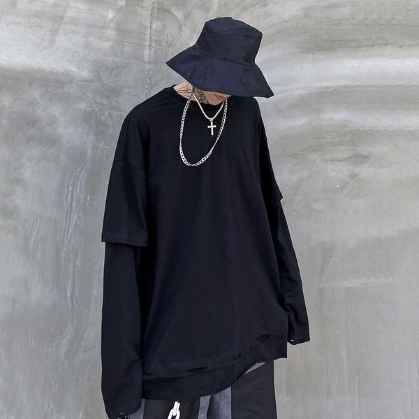 men's t-shirts black fake two-piece t-shirt early autumn hong kong style loose round neck versatile fashion casual bottom shirt, White;black
men's t-shirts black fake two-piece t-shirt early autumn hong kong style loose round neck versatile fashion casual bottom shirt, White;black