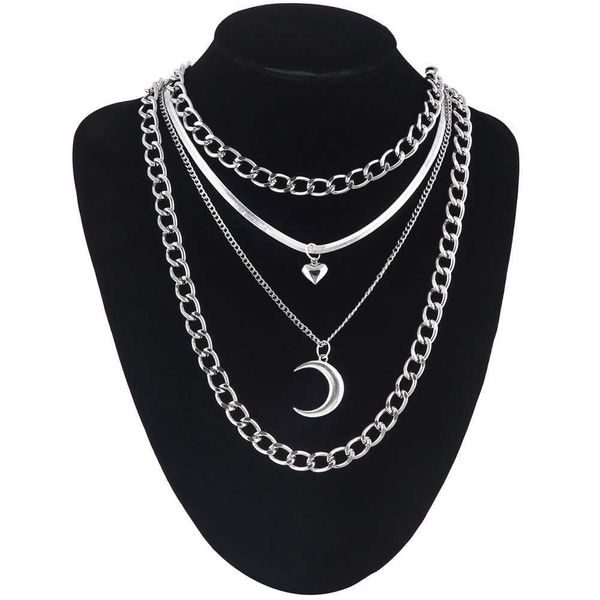 4pcs/set layer moon pendant necklace neck chains crescent gothic jewelry women female chocker goth accessories p0809, Silver
4pcs/set layer moon pendant necklace neck chains crescent gothic jewelry women female chocker goth accessories p0809, Silver