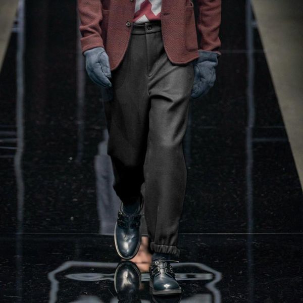 men's pants casual fashion business slim fit small straight wool thread closure loose nine point, Black
men's pants casual fashion business slim fit small straight wool thread closure loose nine point, Black