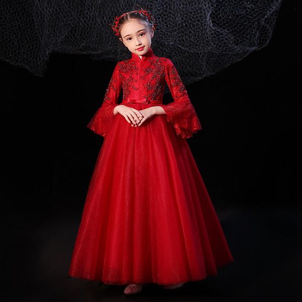 girl's dresses red vintage high neck ball gown appliques empire full sleeves tulle kids party communion girl for weddings dh019, Red;yellow
girl's dresses red vintage high neck ball gown appliques empire full sleeves tulle kids party communion girl for weddings dh019, Red;yellow
