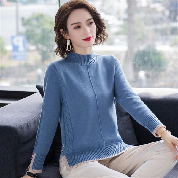 womens jumper spring autumn women sweater long sleeve half turtleneck solid buttons female sweaters split office lady casual knitted wear, White;black
womens jumper spring autumn women sweater long sleeve half turtleneck solid buttons female sweaters split office lady casual knitted wear, White;black