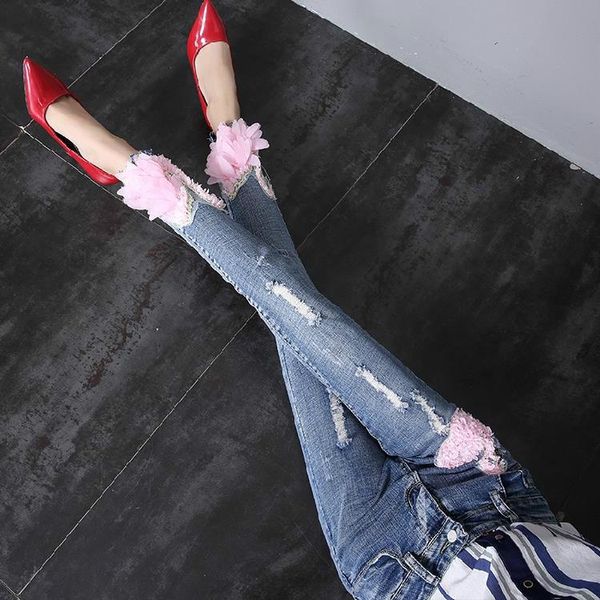 women's jeans 2021 spring women fashion style pattern embroidery hole denim trousers office ladies elegant washed skinny pants a127, Blue
women's jeans 2021 spring women fashion style pattern embroidery hole denim trousers office ladies elegant washed skinny pants a127, Blue