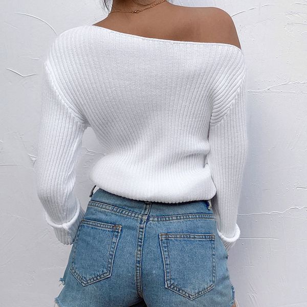 2021 new elegant white asymmetrical pullovers slash neck sweater cropped one shoulder knitted jumpers hzg5, White;black
2021 new elegant white asymmetrical pullovers slash neck sweater cropped one shoulder knitted jumpers hzg5, White;black