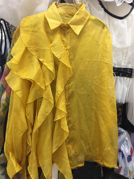 women's blouses & shirts yellow blouse women lapel lantern sleeve layer ruffles irregular loose shirt with sling liner harajuku blusas, White
women's blouses & shirts yellow blouse women lapel lantern sleeve layer ruffles irregular loose shirt with sling liner harajuku blusas, White
