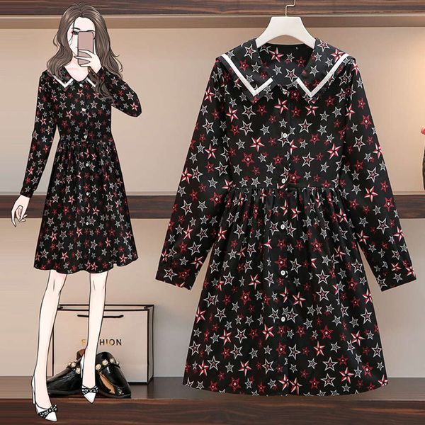 large size women's 2021 spring new fat sister french doll collar waist slim cover belly with floral skirt, Black;gray
large size women's 2021 spring new fat sister french doll collar waist slim cover belly with floral skirt, Black;gray