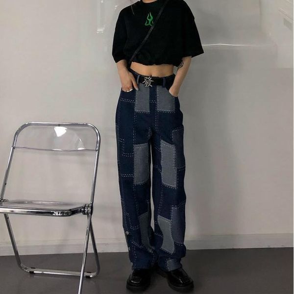 women's jeans women jeasns large size autumn spring full length straight casual fashion vintage for plaid splicing girls pants, Blue
women's jeans women jeasns large size autumn spring full length straight casual fashion vintage for plaid splicing girls pants, Blue