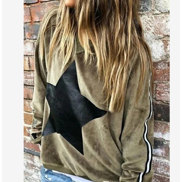women's hoodies & sweatshirts star fashion clothing print loose round neck long sleeve female sweatshirt, Black
women's hoodies & sweatshirts star fashion clothing print loose round neck long sleeve female sweatshirt, Black