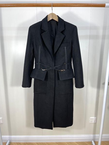 women's wool & blends 2021 women fashion high-quality long-sleeved lapel cross-belt side pockets cashmere mid-length coat 0922, Black
women's wool & blends 2021 women fashion high-quality long-sleeved lapel cross-belt side pockets cashmere mid-length coat 0922, Black