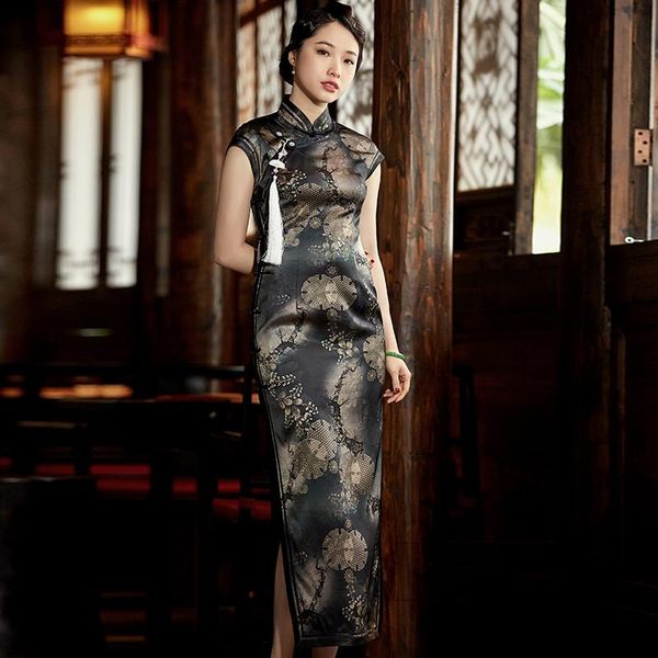 ethnic clothing xiyue 2021 summer retro chinese style silk xiangyunsha long sleeveless side split cheongsam dress, Red
ethnic clothing xiyue 2021 summer retro chinese style silk xiangyunsha long sleeveless side split cheongsam dress, Red